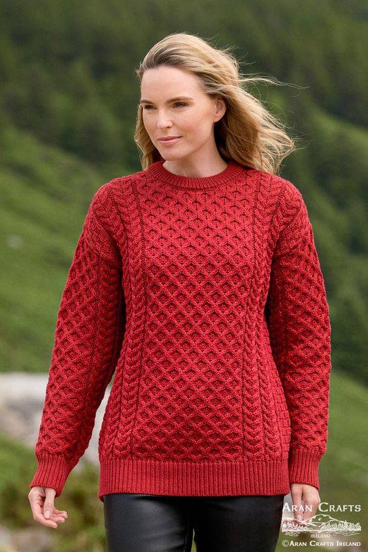 Unisex Kildare Merino Crew Neck Sweater - Cherry