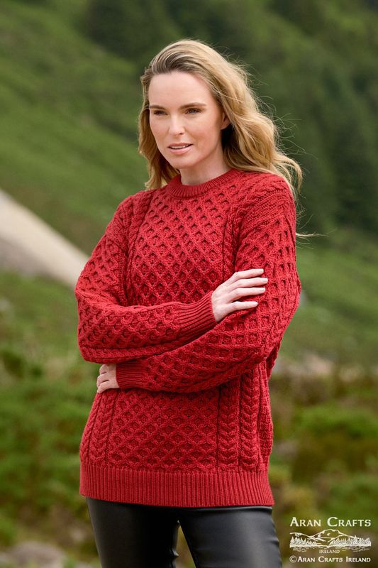 Unisex Kildare Merino Crew Neck Sweater - Cherry