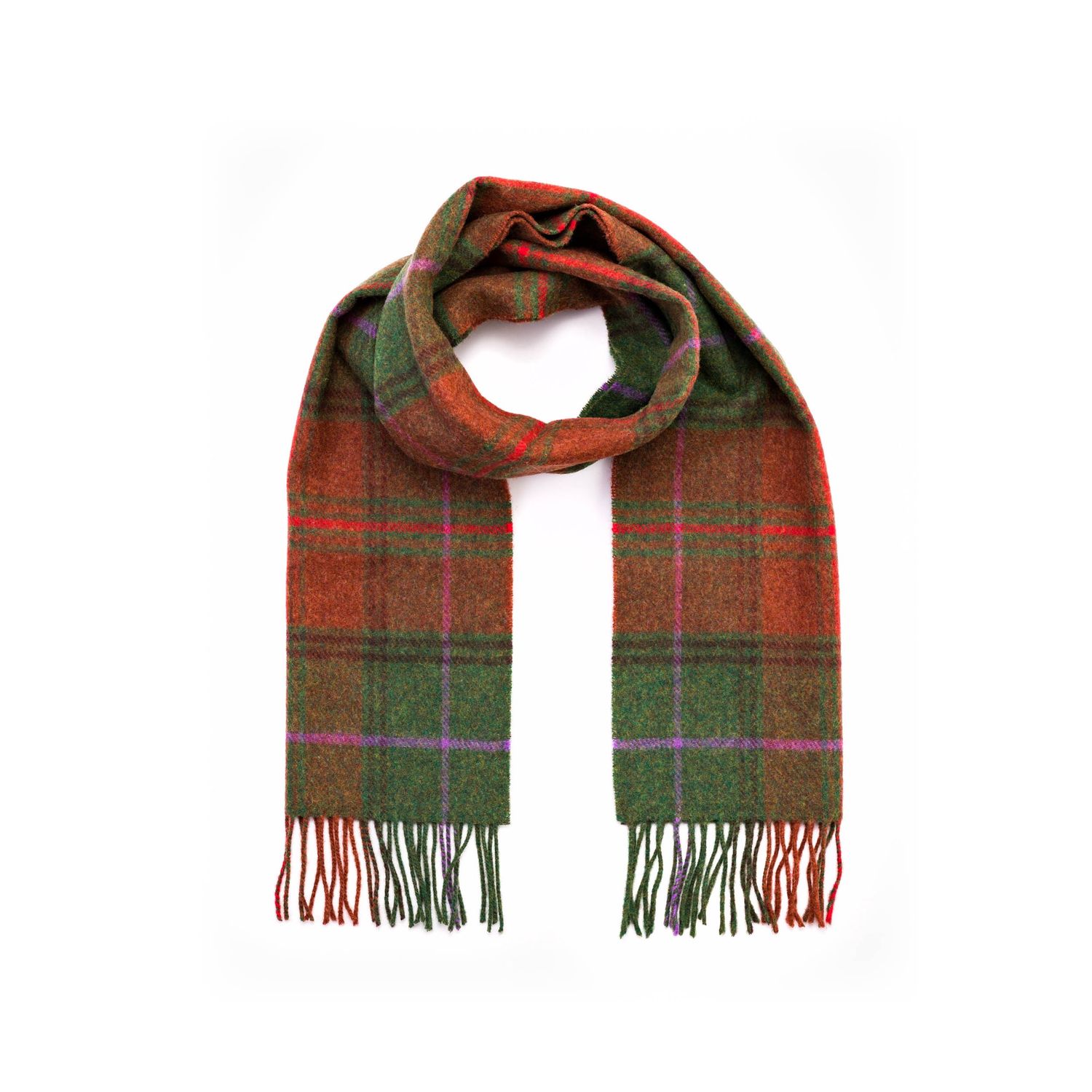 Irish Wool Scarf Short Rust Green Orange