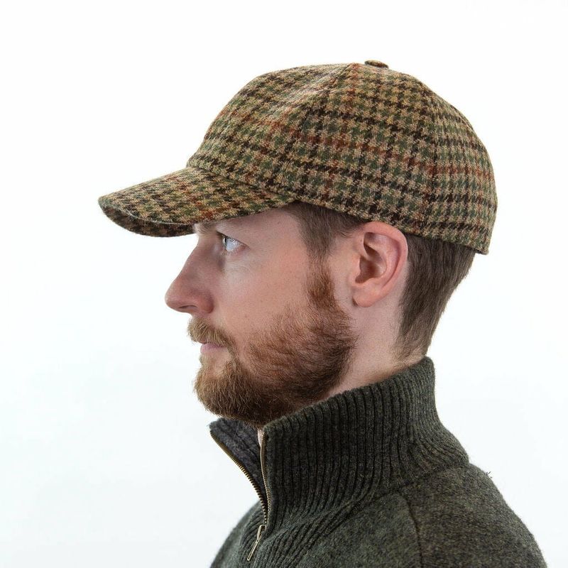 Baseball Caps with Ear Flap Brown Houndstooth