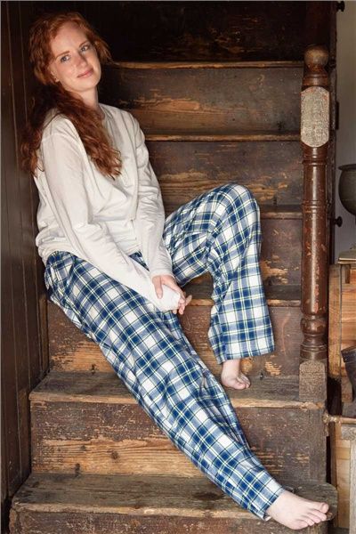 Flannel Pyjamas Set - Top &amp; Bottom - Douglas Blue Tartan