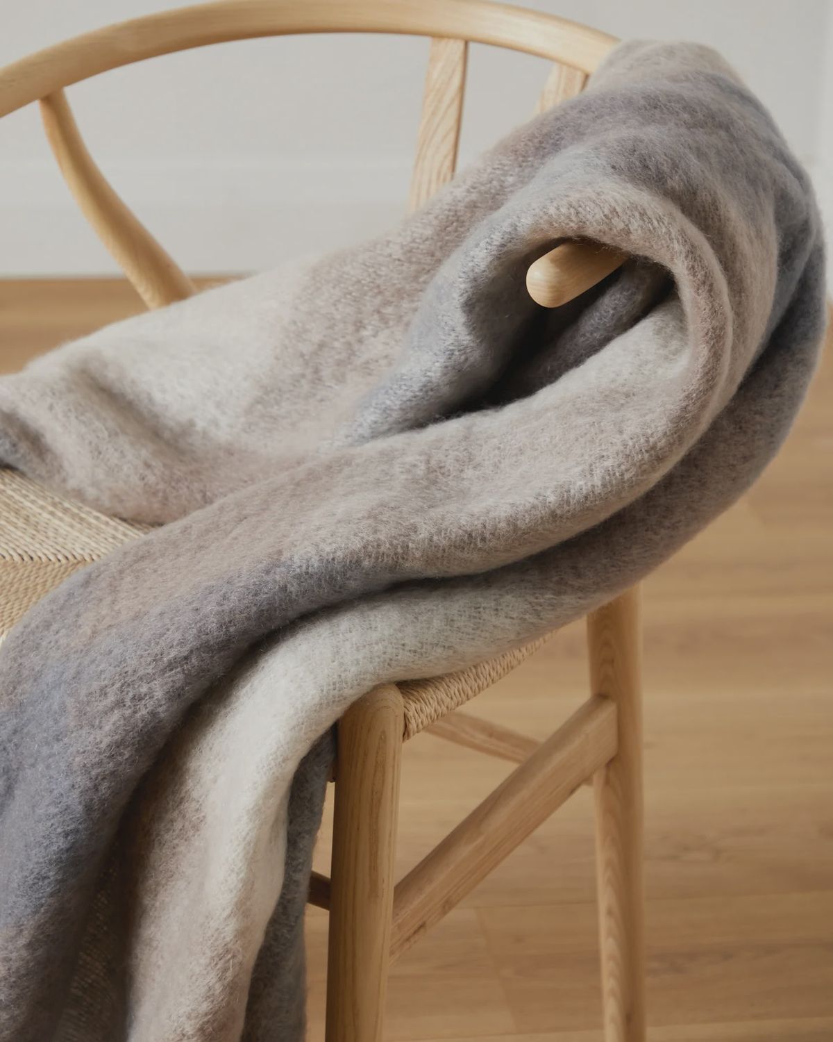 Foxford Barna Woods Mohair Throw-Mink/Grey