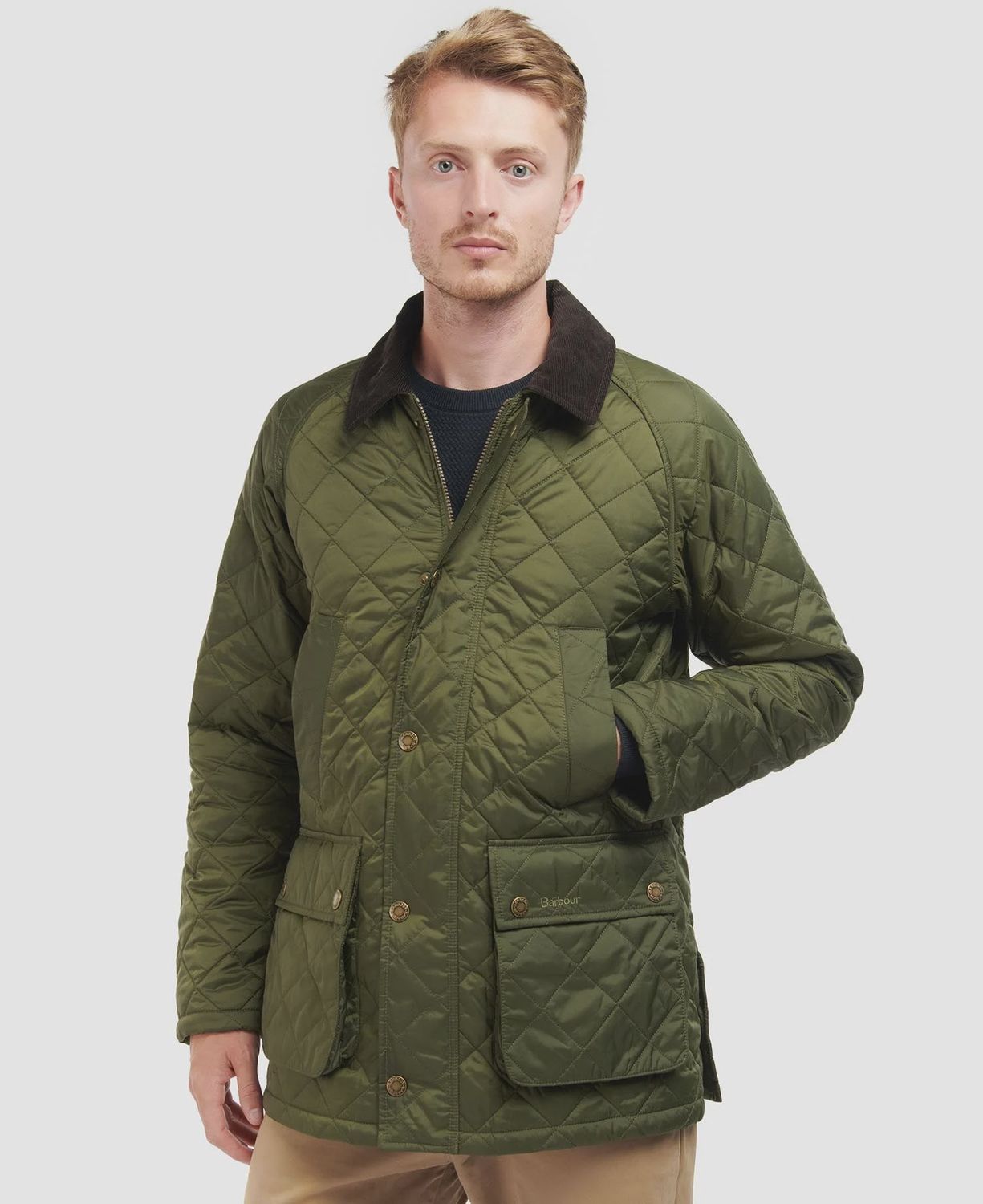 Barbour quilted jacket mens olive cheap