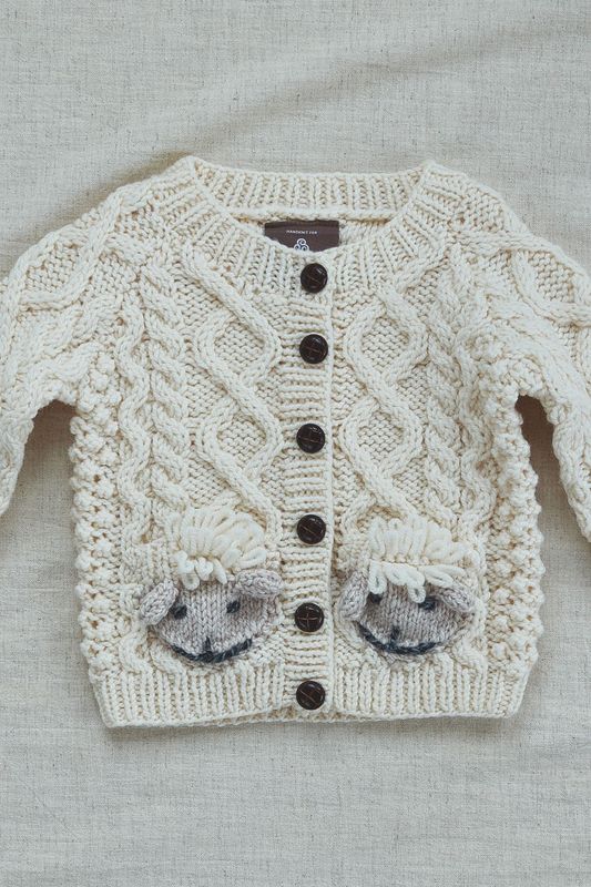 Handknit Merino Baby Sheep Cardi