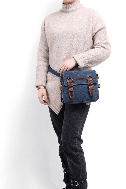 Canvas Shoulder Double Buckle Bag