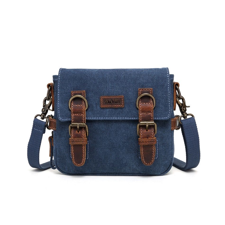 Canvas Shoulder Double Buckle Bag