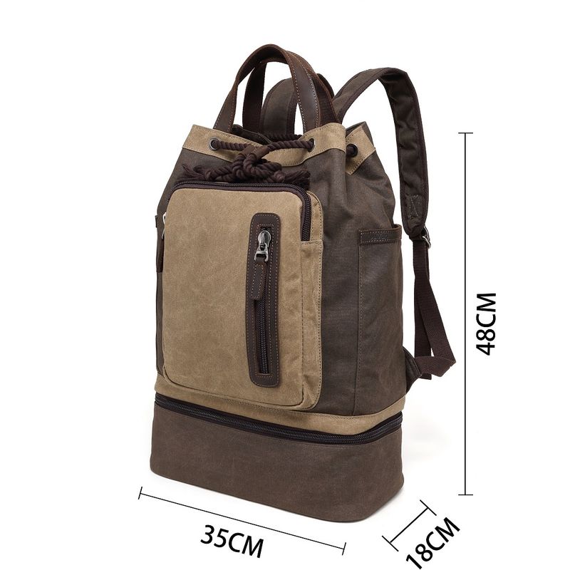 Multifunctional Waxed Canvas Backpack - Brown