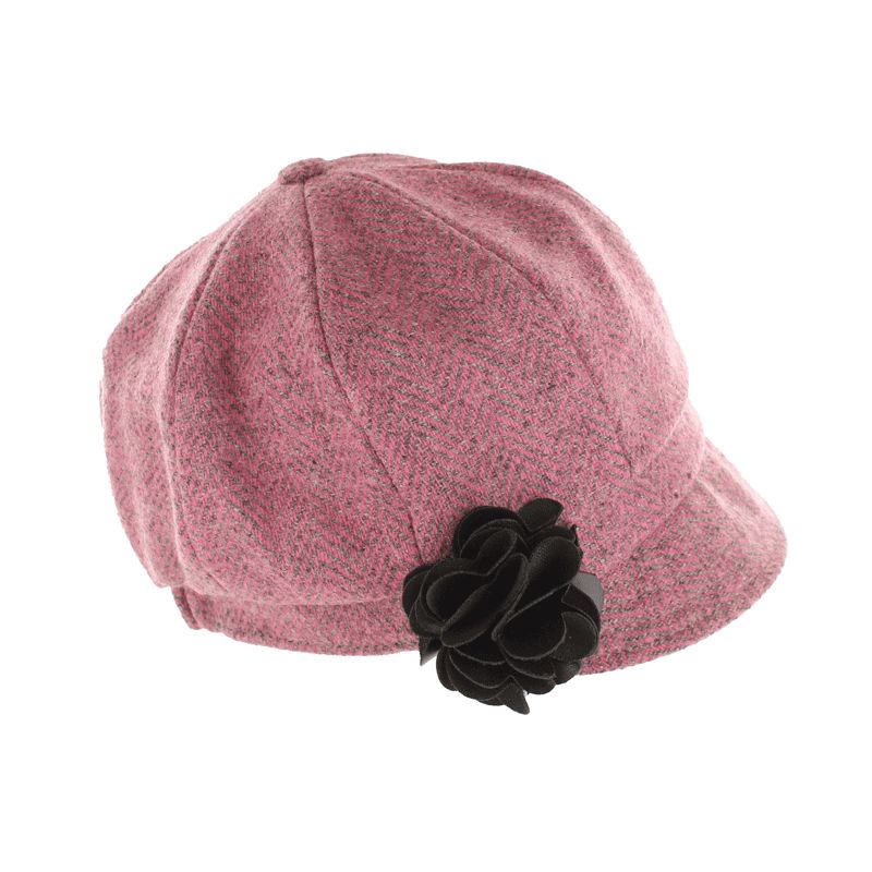 Newsboy Tweed Hat - Pink Herringbone
