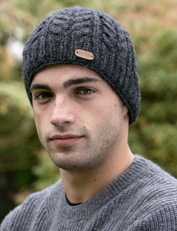 Aran Cable Pullon Hat - Charcoal