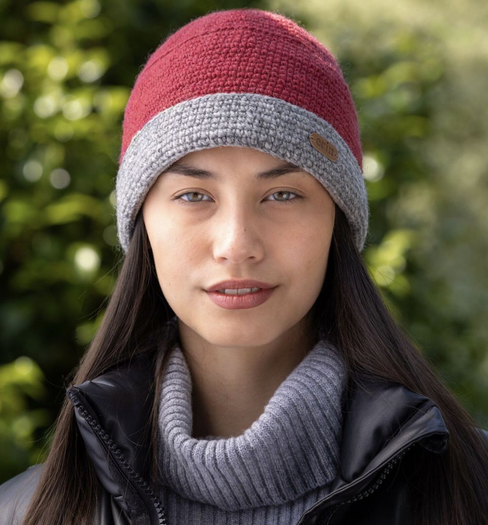 Crochet Turn Up Hat - Red