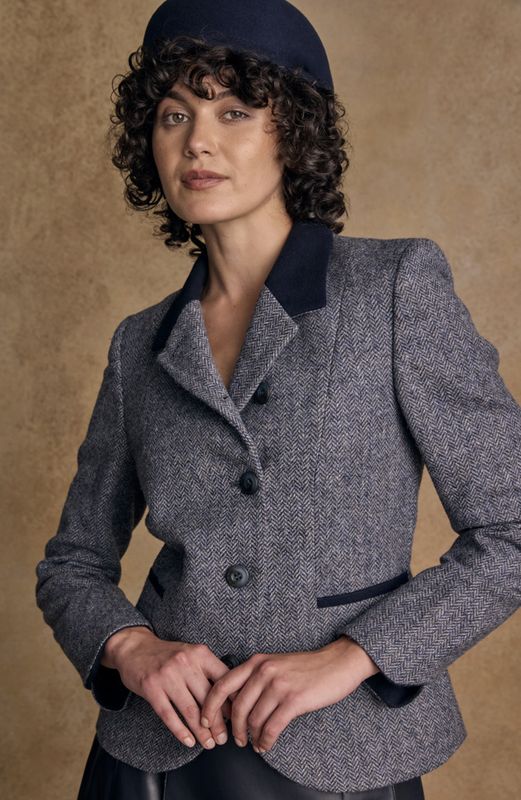Sasha Tweed Jacket - Denim Herringbone