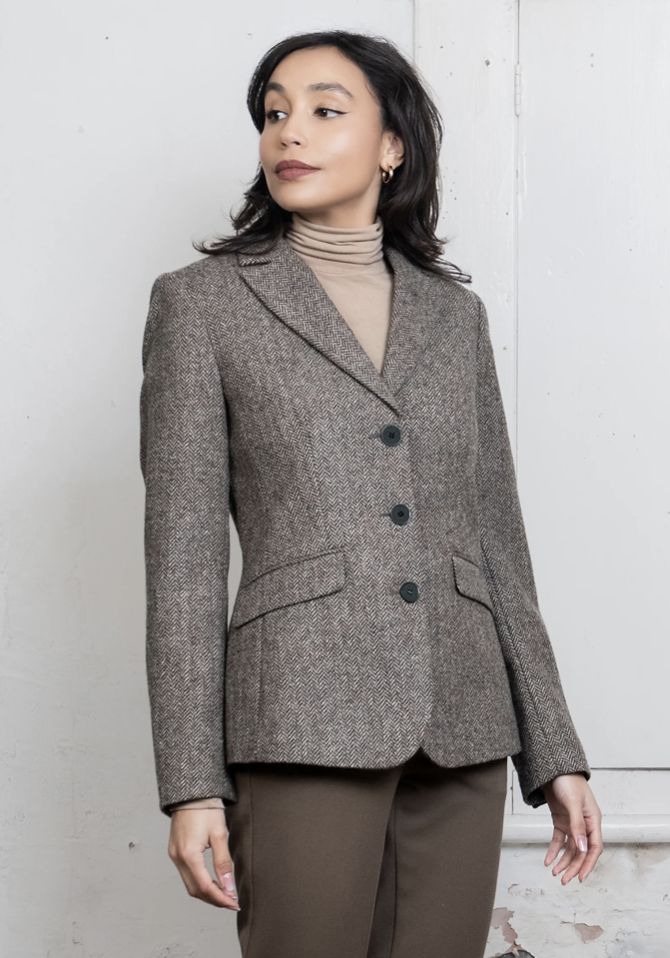 Tara Tweed Hacking Jacket - Lt. Tan Herringbone