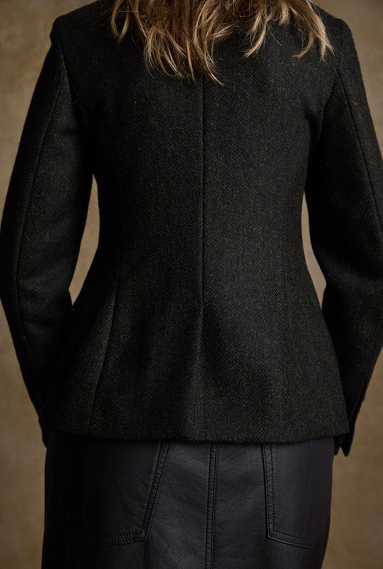 Tara Tweed Hacking Jacket - Deep Green Herringbone