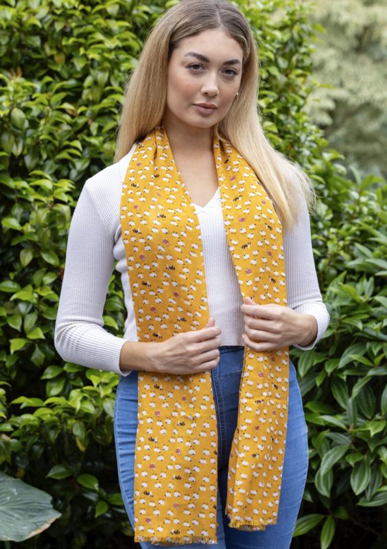 Mini Sheep &amp; Dog Scarf - Mustard