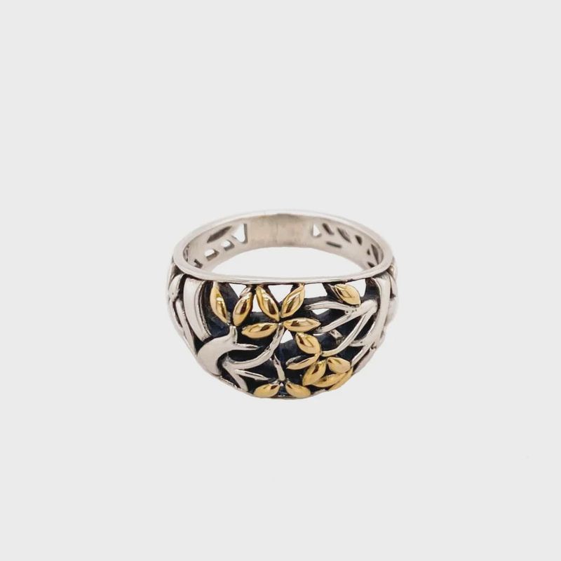 10k Gold + Sterling Silver Tree of Life Ring