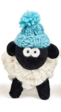Bobble Hat Wool Sheep Collectable, Colour: Blue