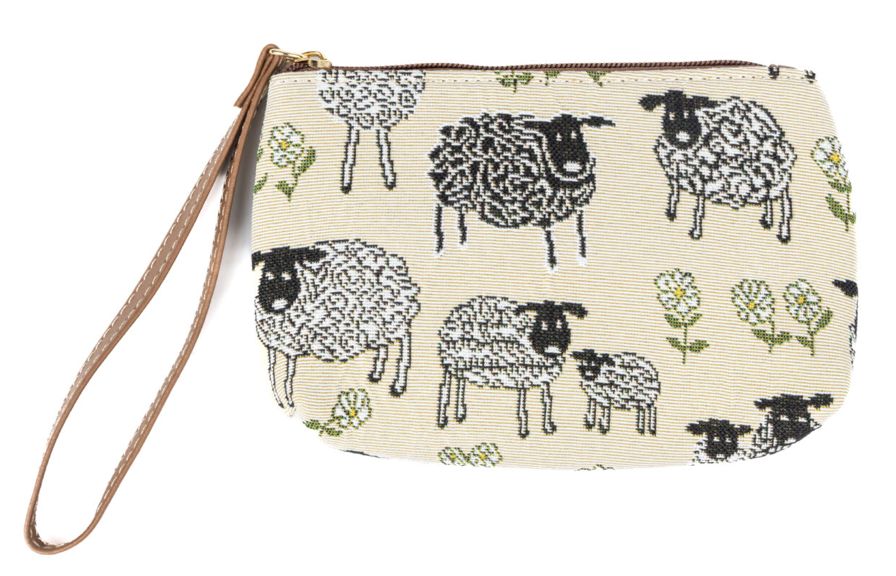 Tapestry Wristlet Sheep &amp; Daisy - White