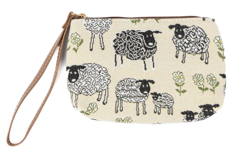 Tapestry Wristlet Sheep &amp; Daisy - White