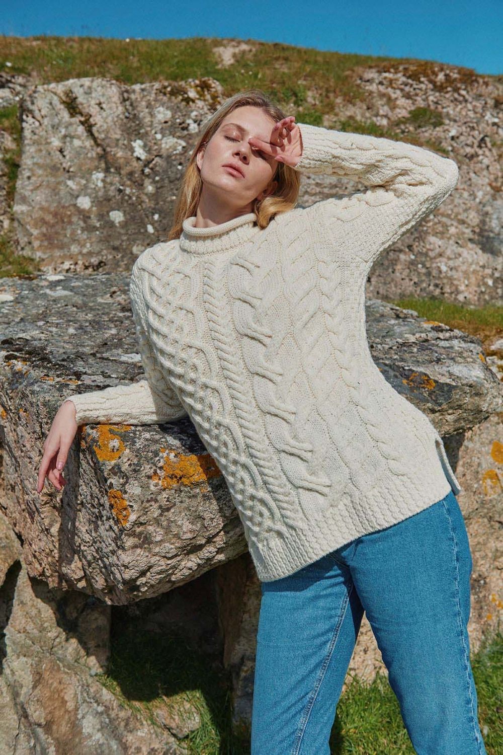 Merino Wool Asym Stitch - Natural