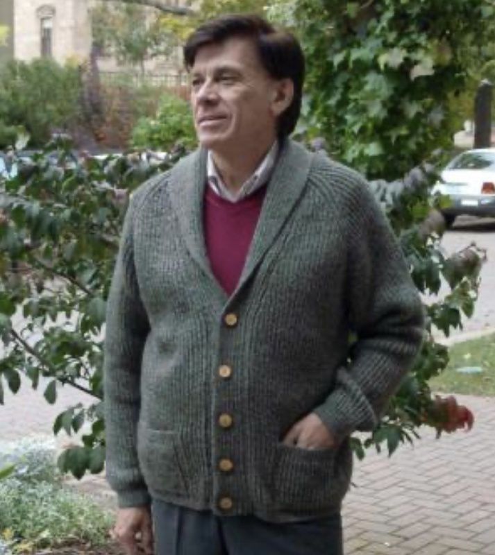 Hand-Knit Shawl Neck Cardigan