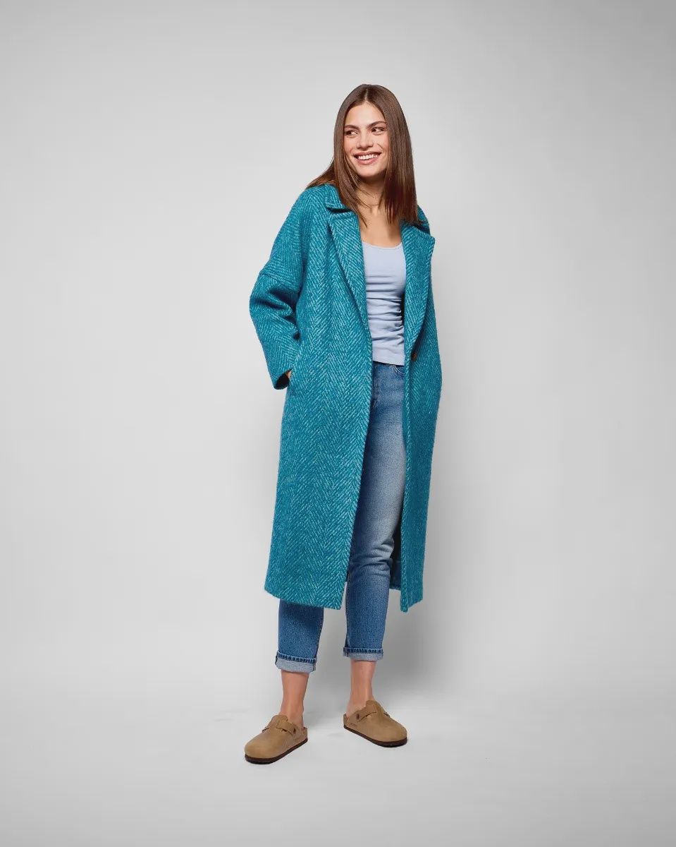 Avoca Donegal Wool &amp; Mohair Coat - Blue Blur