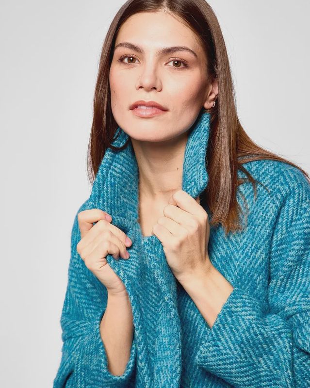 Avoca Donegal Wool &amp; Mohair Coat - Blue Blur