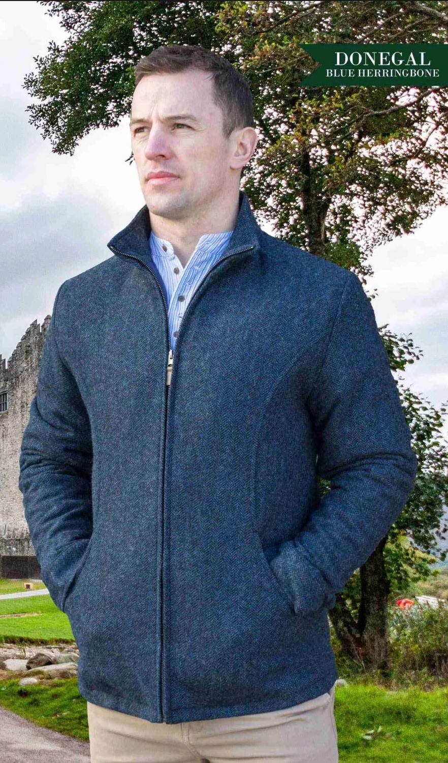 Donegal Overcheck Jacket - Dark Blue Nep.