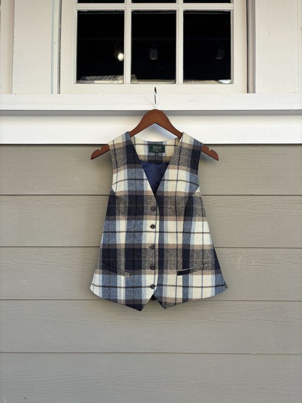 Ladies Tweed Waistcoat - Blue Cream