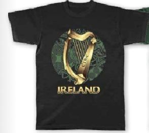 T-Shirt - Celtic Harp - Black