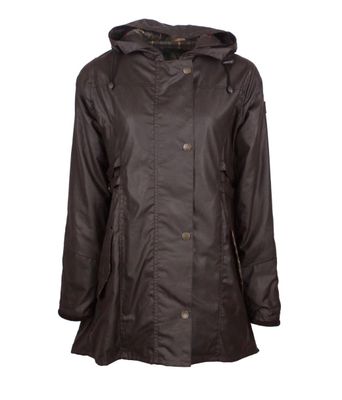 Katrina Hooded Wax Cotton Coat - Brown