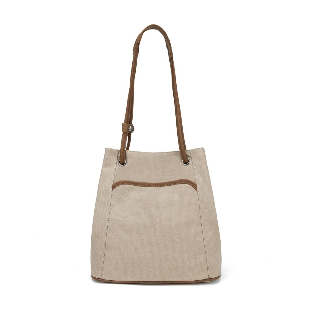 Minimal Canvas Shoulder Bag - Cream
