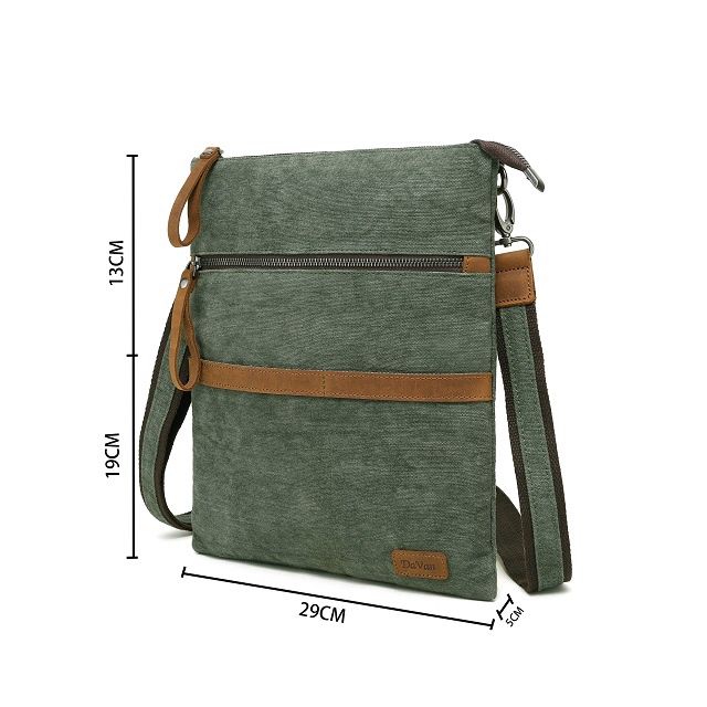 Small Cotton Linen Shoulder Bag - Green