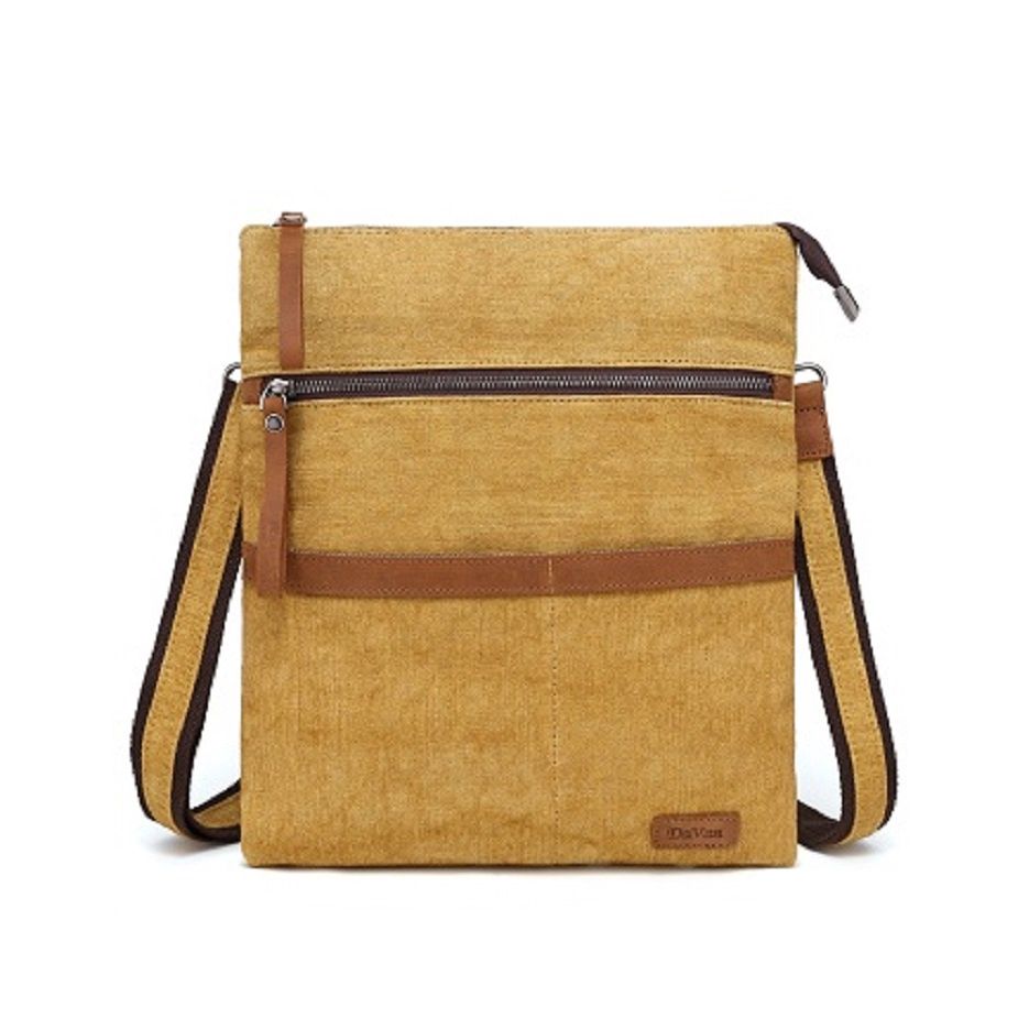 Small Cotton Linen Shoulder Bag - Yellow