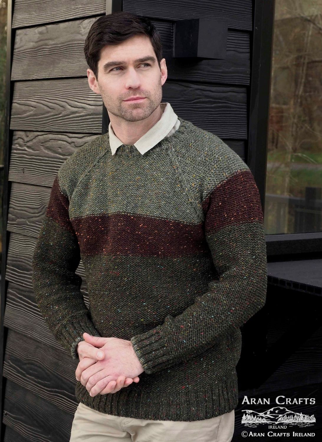 Ardara Three Tone Sweater - Green Mix