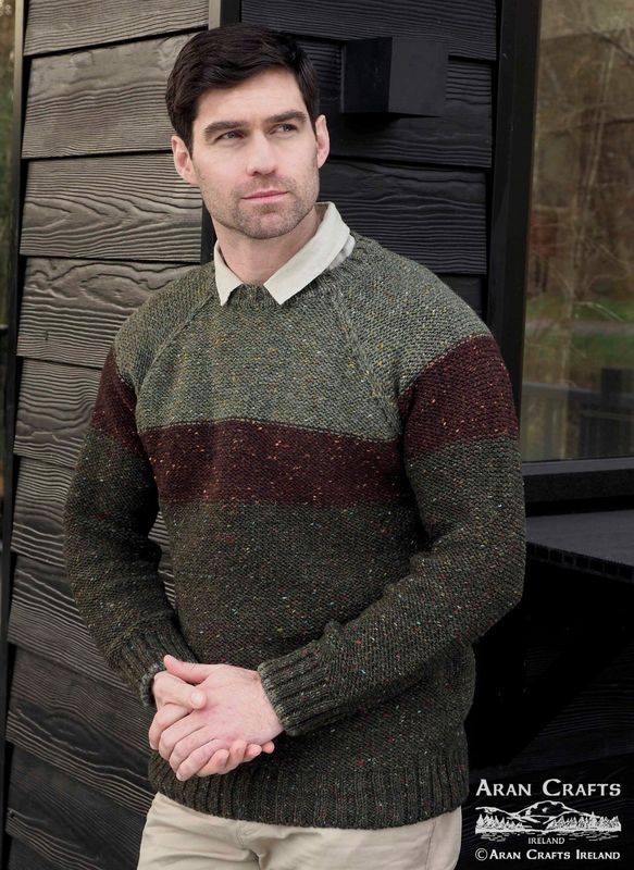 Ardara Three Tone Sweater - Green Mix
