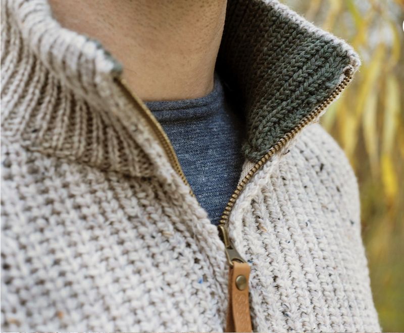 Spiddal Fisherman Rib Half Zip - Oatmeal