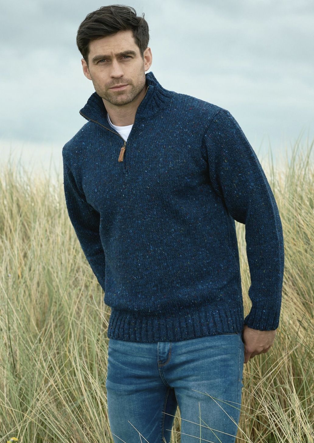 Kilcar Half Zip Sweater - Denim