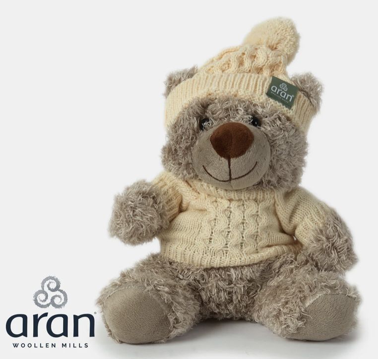 Grey Teddy With Aran Sweater - Large