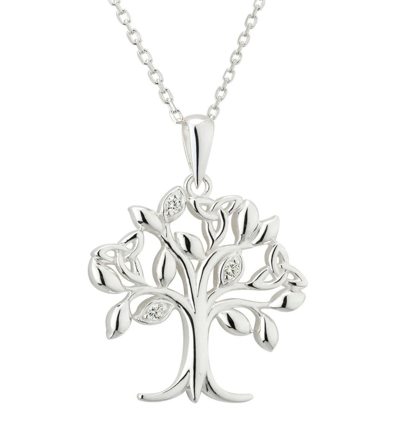 Sterling Silver &amp; Cubic Zirconia Tree of Life Necklace