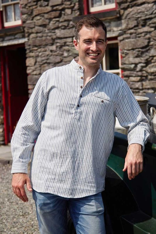 Lee Valley Grandfather Shirt - Blue Ivory Stripe