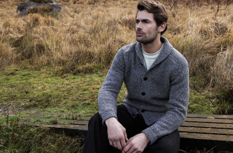 Saddle Shoulder Buttoned Shawl Collar Cardigan - Steel Wool