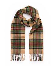 100% Merino Wool Scarf - Green/Brown/Char/Camel Check
