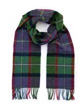 Irish Wool Scarf Long - Purple/Green/Navy Check