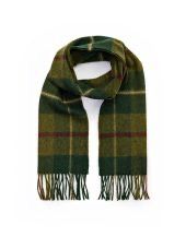 Irish Wool Scarf Short - Country Green/Red/Cream Plaid