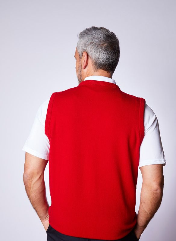 Lambswool Slipover Sweater Vest - Cardinal Red