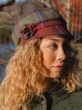 Una Tweed Hat - Blue Green &amp; Burnt Orange Plaid