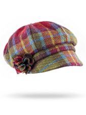 Una Tweed Hat - Blue Green &amp; Burnt Orange Plaid