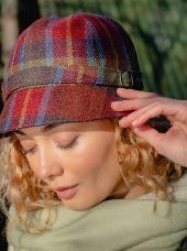 Eve Tweed Hat - Blue Green &amp; Burnt Orange Plaid