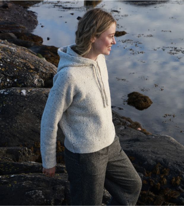 Cropped Hoodie with Pouch Pocket - Oyster