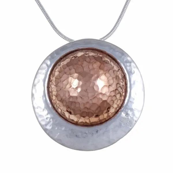 Copper offset disc on snake chain